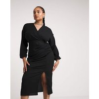 Textured Jersey Ruched Midaxi Dress