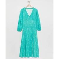 Button Front Midi Dress Print