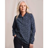 Button Funnel Neck Jersey Top Print