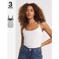 White & Grey 3 Pack Cami Vest White Grey JD Williams