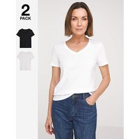 2 Pack V Neck Short Sleeve T Shirt Black White
