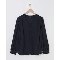 Placket Front Pocket Blouse
