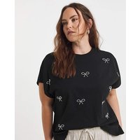Pearl Bow Trim T Shirt