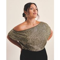 Linear Sequin Off Shoulder Top