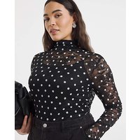 Spot Print Lace Top