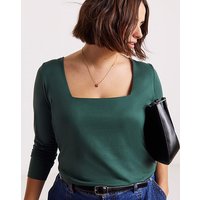Long Sleeve Square Neck Top Dark Green