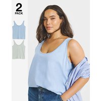 2 Pack Slouchy Vests Green Blue
