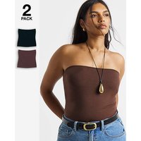 2 Pack Bandeau Tops Black Brown