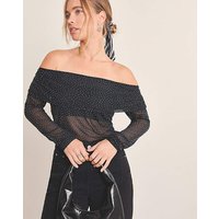 Hot Fix Mesh Bardot Top