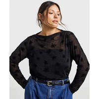 Floral & Dobby Mesh High Neck Top