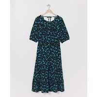 Open Tie Back Midi Jersey Smock Dress Floral