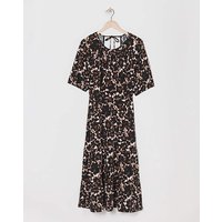 Open Tie Back Midi Jersey Smock Dress Multi Coloured