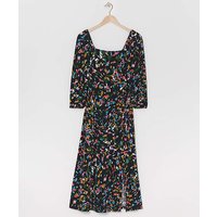 Square Neck Jersey Midi Dress Print