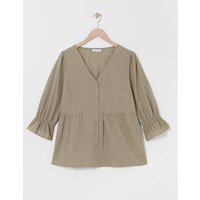 Cotton Dobby Puff Sleeve Top