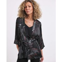 Satin Kimono Tie Belt Print