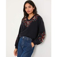 Embroidered V Neck Jumper