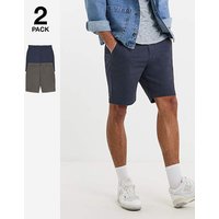 2 Pack Chino Shorts Navy Charcoal Jacamo