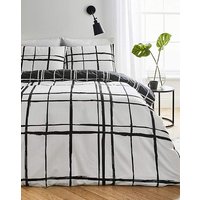 Wilson Check Reversible Duvet Cover Set Black - JD Williams - Size: SINGLE