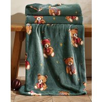 CL Christmas Tartan Teddy Bears Throw