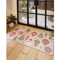 Christmas Baubles Washable Large Doormat 76x150