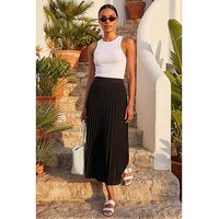 Pleated Elastic Waist Maxi Skirt