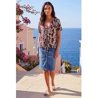 Floral Print Tie Front V Neck Top