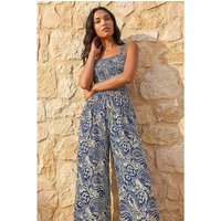 Paisley Print Cropped Jumpsuit
