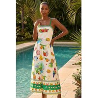 Fruit Print Strappy Midi Dress