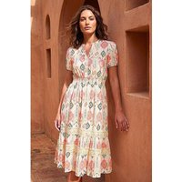 Abstract Frill Midi Dress