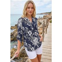 Floral Print V Neck Stretch Shirt