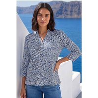 Heart Print Collared Top