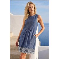 Embroidered Hem Smock Dress