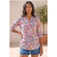 Floral Print Burnout V Neck Top