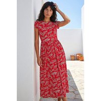 Ditsy Gathered Stretch Midi Dress