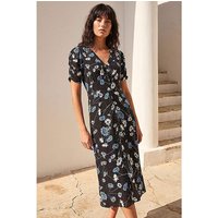Floral Ruched Sleeve Dress