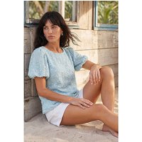 Textured Stitch Top Light Blue