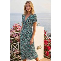 Floral Twist Stretch Midi Dress