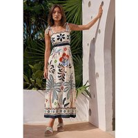 Floral Palm Strappy Midi Dress