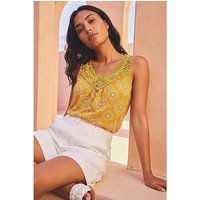 Printed Crochet Trim Vest Top