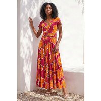 Floral Print Ruched Midi Dress