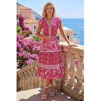 Floral Print Ric Rac Midi Dress