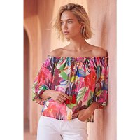 Floral Print Tie Front Bardot Top