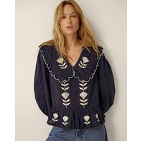 Talia Tulip Scallop Collar Top