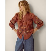 Sadie Embroidered Pintuck Blouse