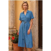 Linen Look Belted Shirt Dress