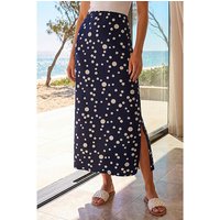 Spot Print Stretch Maxi Skirt