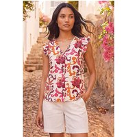 Floral Print Frill Sleeve Blouse