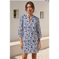 Floral Print V Neck Shirt Dress