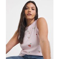 High Neck Embroidered Printed Tank Ditsy
