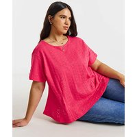 Stretch Broderie Fit Flare Top